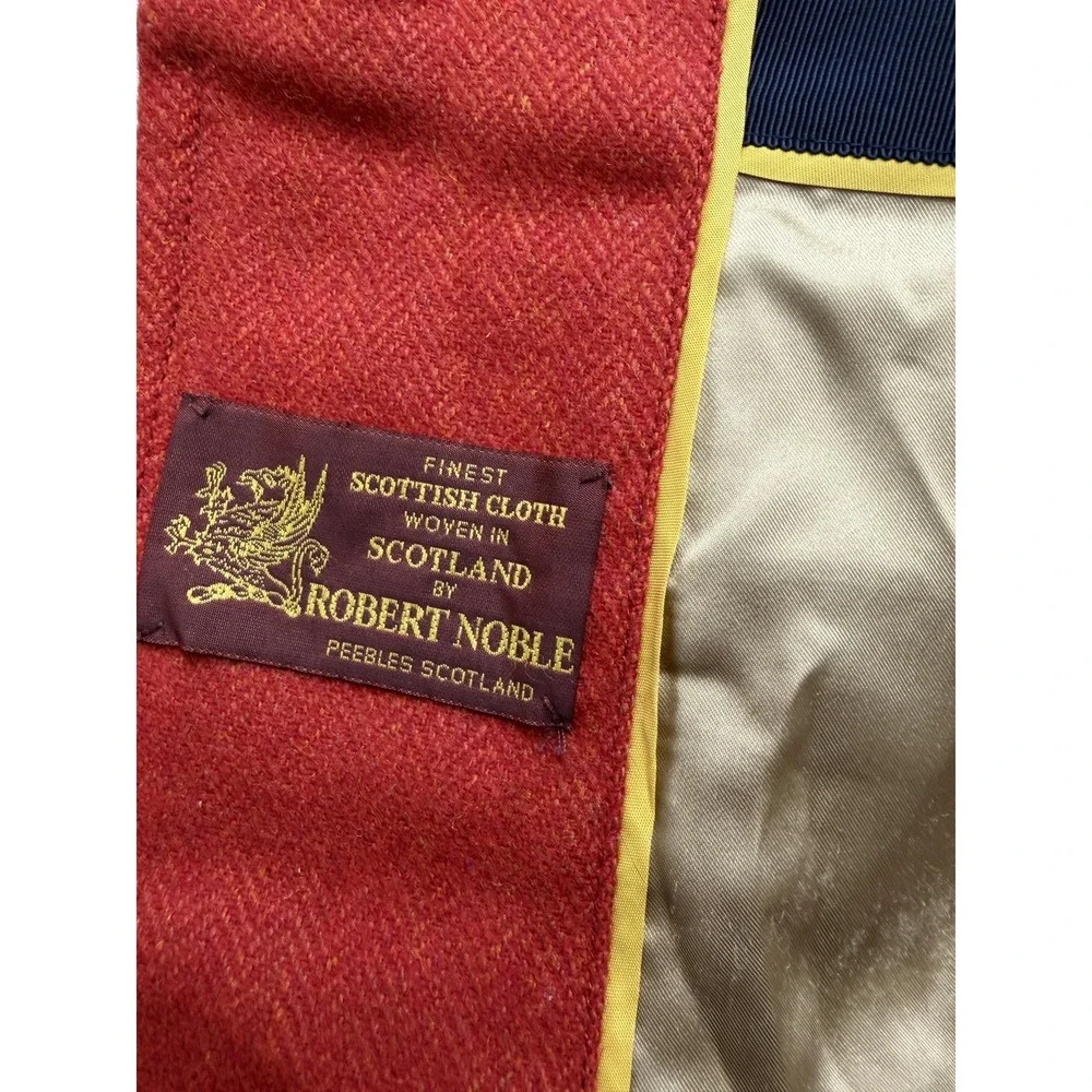 J.Crew Blazer Womens 0 Red‎ Herringbone Wool Tweed One Button Lined Robert Noble